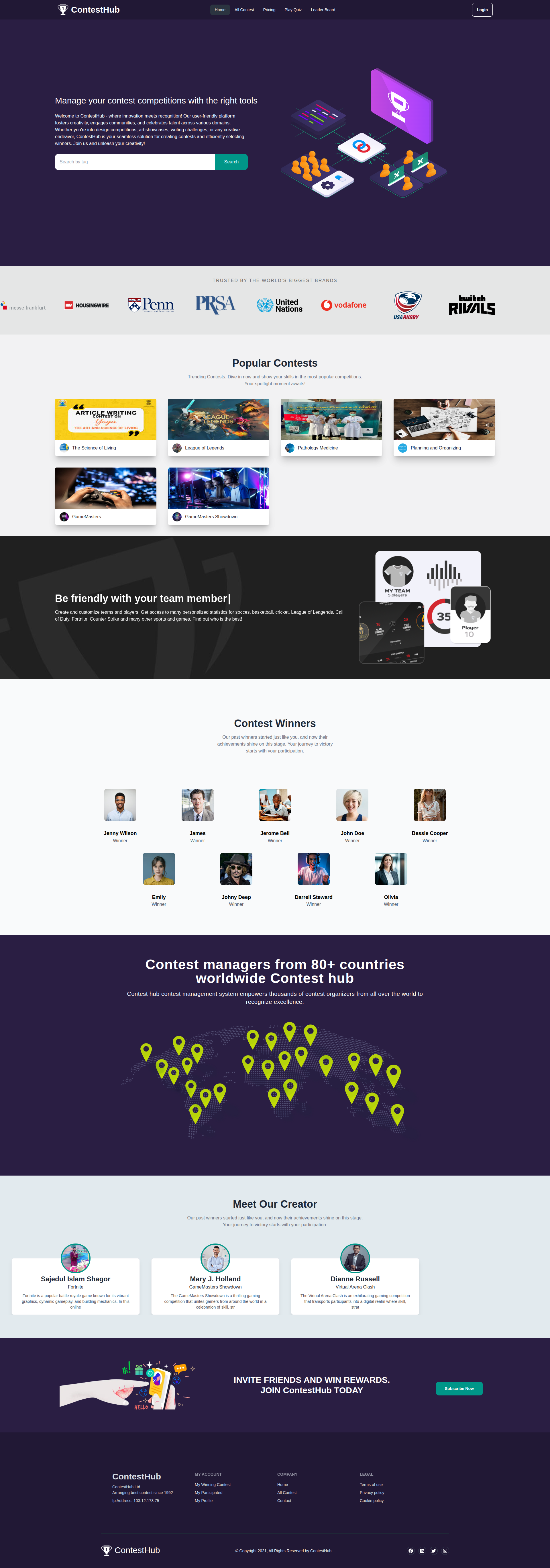Screenshot of ContestHub Platform
